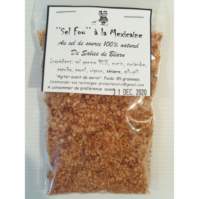  ’’Sel fou’’ Mexicain au gros sel gemme de source 100% naturel de Salies de Béarn en recharge.