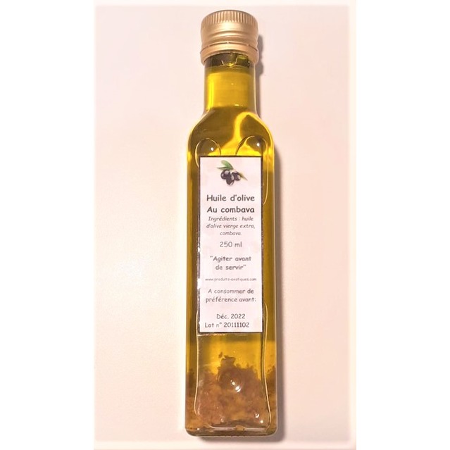 Huile d'olive au combava, bouteille en verre 250 ml