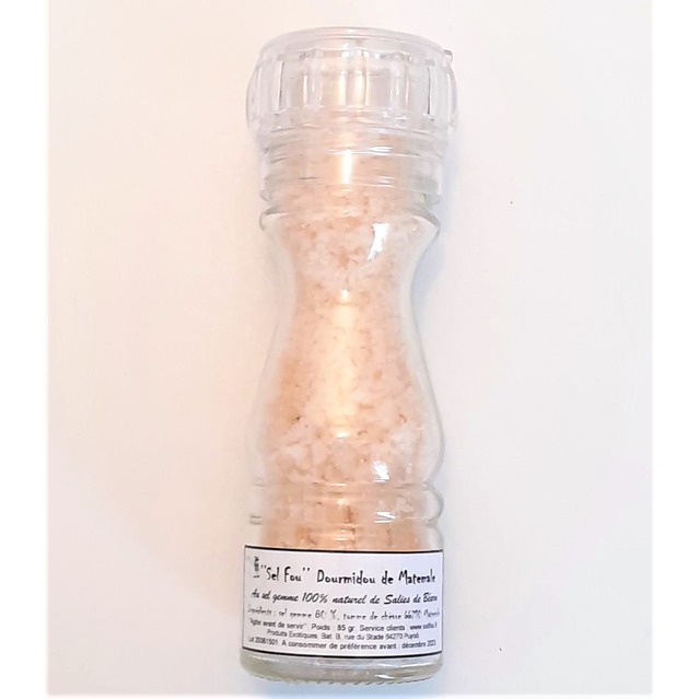 ’’Sel fou’’ Tomme de chèvre Dourmidou © au gros sel de source 100% naturel , moulin en verre rechargeable 85 gr.