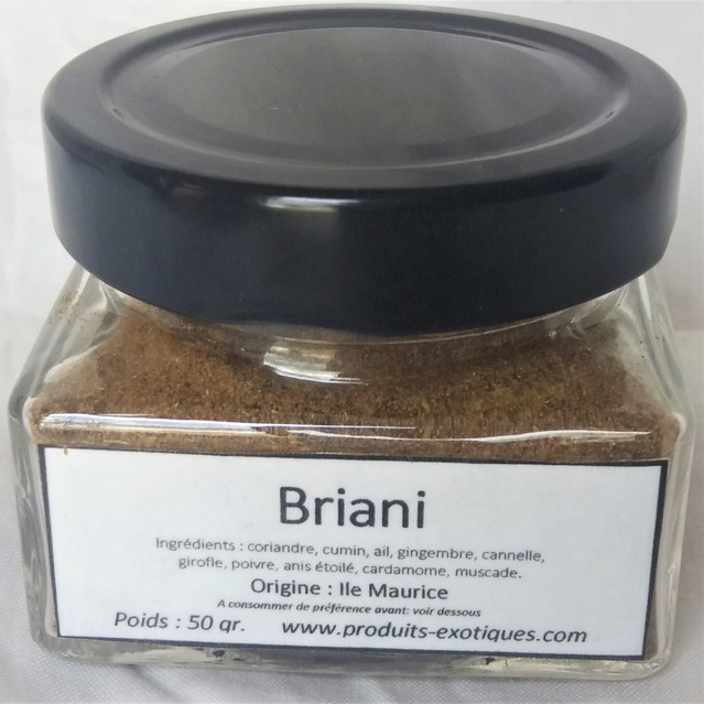 Briani special mélange d'épices 100 gr en vrac, image du pot en verre, 50 gr