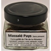 Massalé Péï (curry grillé) de la Réunion, sans piment, pot en verre de 50 gr