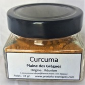 Curcuma de la Réunion, Safran jaune, 45 gr dans pot en verre