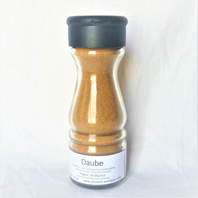 Daube, mélange d'épices pour carry, 50 gr dans saupoudreur en verre.